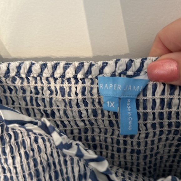 Draper James Poplin blue & white dress size 1X GUC - Picture 4 of 6